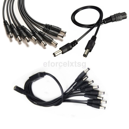 Black 8//2 Way DC Power Supply Splitter Cable for 12V CCTV Camera DVR Security