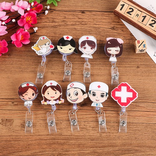 Retractable Badge Reel Nurse Exihibiton ID Name Card Holder School Supplies vv
