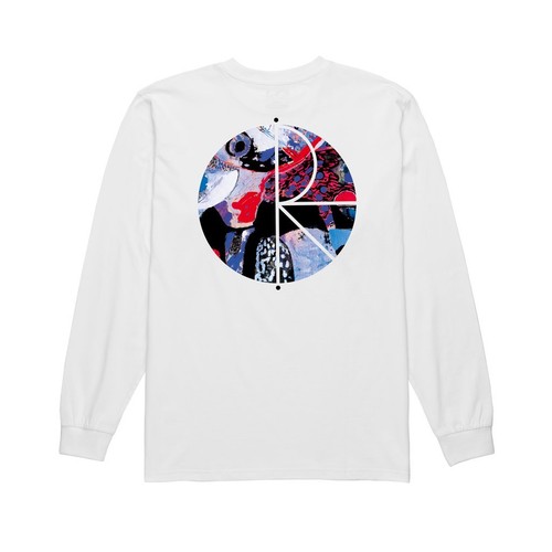 ORCHID FILL LOGO LONGSLEEVE T-SHIRT WHITE POLAR SKATE CO