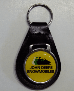 Reproduction Vintage John Deere Snowmobile Medallion Leather Keychain