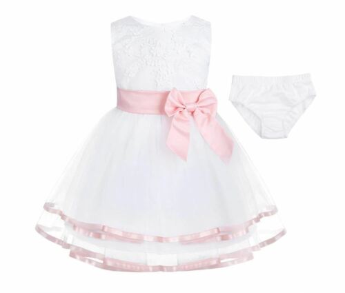 Baby Princess Girls Dress Pant Bow Christening Gown Wedding Party Kids Clothes