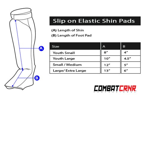 MMA Sparring Combat Corner Slip On Elastic Muay Thai Shin Guards Kickboxing