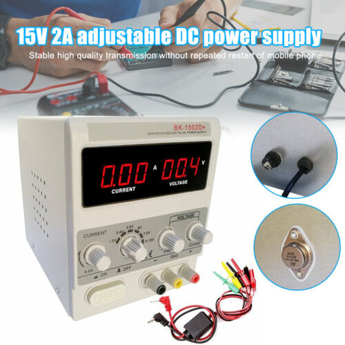 Adjustable Power Supply 15V 2A 110V Precision Variable DC Dual Digital Lab Test