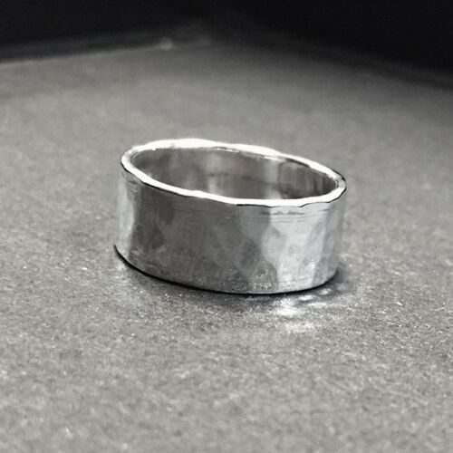 925 Sterling Solid Silver Hammered Ring-Band Ring-Highly Polished-5 mm/7 mm 