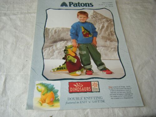 PATONS 5059 1-7 ans DK Knitting Pattern Stegosaurus Dinosaure Pull /& Toy