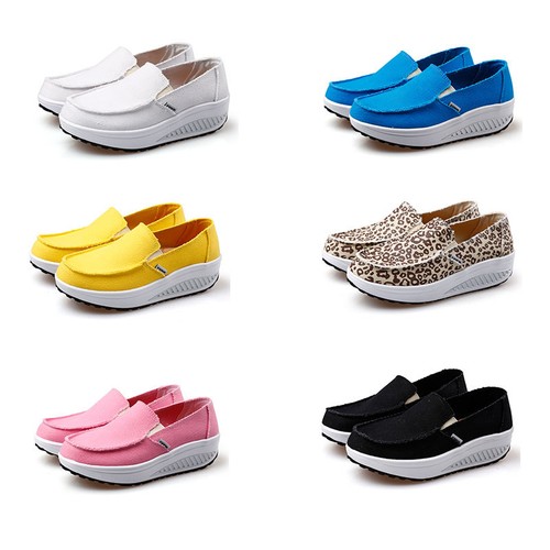 Women Summer Light Canvas Swing Athletic Shoes Slip Ons Toning Walking Sneakers