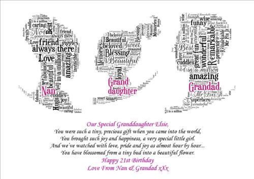 16th 18th 21st Granddaughter Grandaughter Personalised Birthday Gift Keepsake