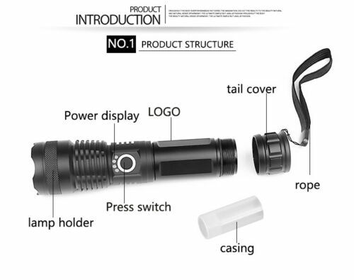 Super helle xhp70 led taschenlampe wiederaufladbare taste zoomable taschenlampe