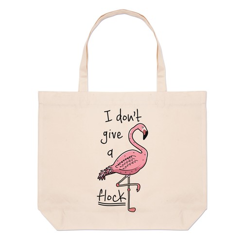 Flamingo I Don/'t Give A Flock Large Beach Tote Bag Funny Rude Animal