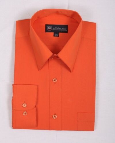 Men/'s Basic Solid Cotton Blend Dress Shirt #02 Classic Fit Multi Color