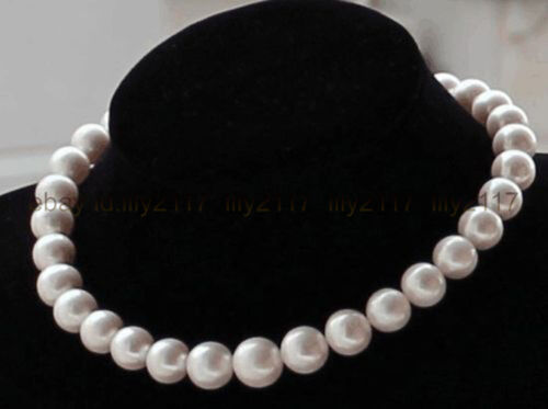 18inch 9-10mm natural south sea white round pearl necklace 14K 