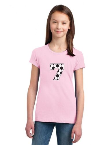 Soccer Fan 7th Birthday Gift for 7 Year old Girls/' Fitted Kids T-Shirt Seventh