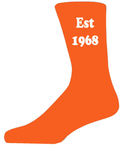Orange Birthday Celebration Cotton Novelty Socks Est 1968 Orange Socks 