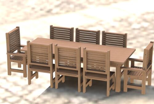 8ft Redwood Patio Table with Chairs Step by Step Building Plans 