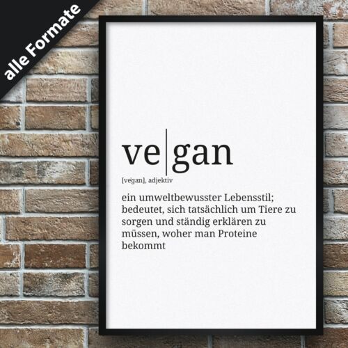 Definition veganPremium Spruch-Poster Wohnung Deko Lexikon Duden Zitate