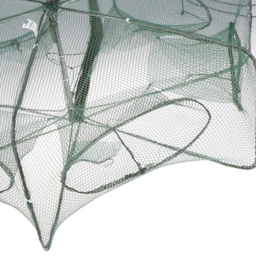 6 Holes Folded Hexagon Fishing Net Casting Crayfish Catcher Fish Trap Mesh RR