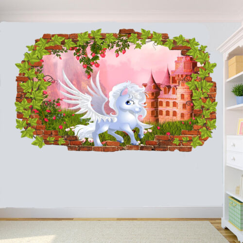 Flowers Princess Castle Unicorn Wall Sticker Ivy Effect Poster Decal Mural RA5