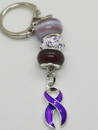 Alzheimers and epilepsy purple ribbon awareness keyring