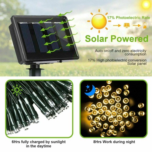 100-200LED Solar Lichterkette KetteWeihnachtsbaum Deko Außen Innen Garten Party