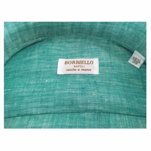 Borriello Napoli Men's Shirts Green 100% Linen Made in Italy 