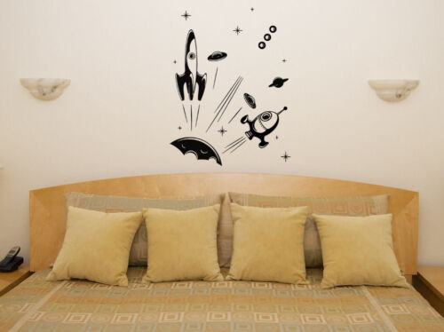 Space Rockets Stars Nursery Children's Bedroom Decal Wall Art Sticker Picture 