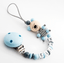 Schnullerkette mit Namen • Motiv TEDDY Bär • Baby Junge Geschenk • grau blau