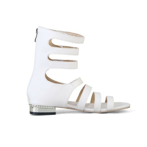 Details about   Women Gladiator Sandals Hollow Open Toe Flat Low Heel Shoes Back Zip US 4.5-10.5 