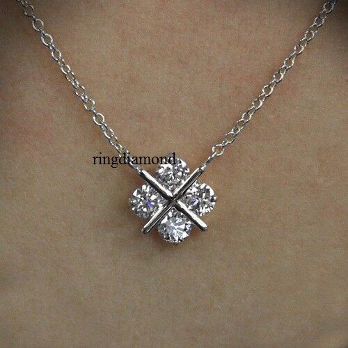 2 Ct Off White Round Cut Moissanite Only Halo Pendant 925 Sterling Silver