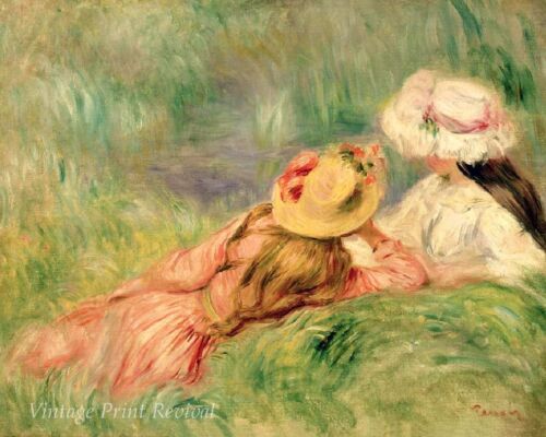 Young Girls on the Riverbank by Auguste Renoir Relax Hats Sun 8x10 Print 1148
