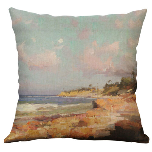 Cotton Linen Printing country port Sailing Pillow Case Cushion Cover Home Decor 