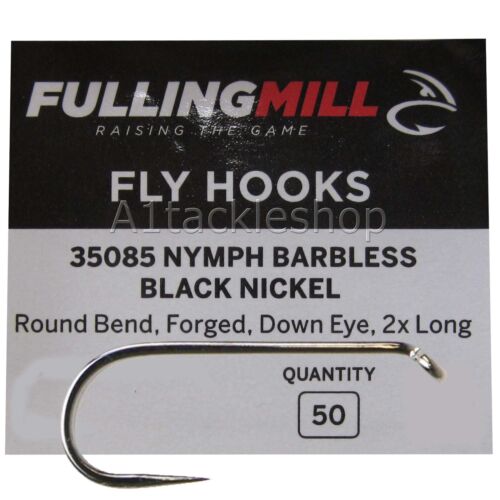 Fulling Mill 35085 Barbless Black Nymph Fly Tying Hooks
