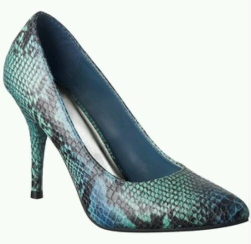 Mossimo 9.5 Vivian Shoes Pumps Snake Skin Print Teal Sold Out