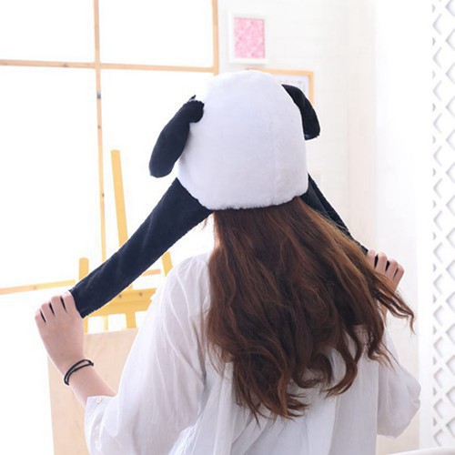 Panda Hat Ear Moving Jumping Hat Funny Plush Warm Hat Cap for Womens Girls