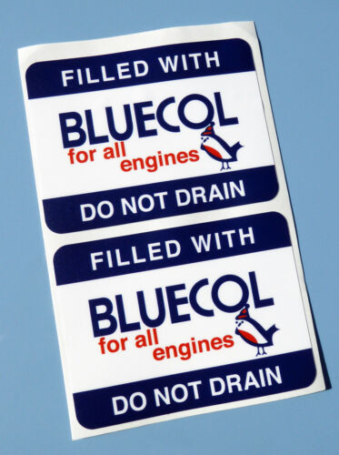BLUECOL Vintage Style /'Anti Freeze/' radiator fill stickers x2 decals Classic car