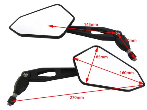 Top Quality Wing Mirrors To fit Honda Transalp 600 650 BLACK PAIR