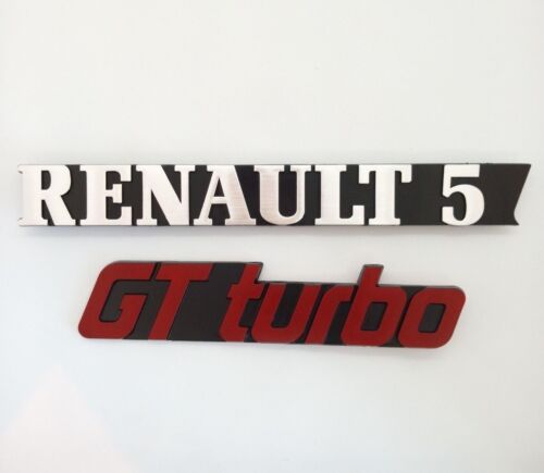 ⭐ Neu Satz 2 Monogramme Renault 5 Gt Turbolader Alu R5 Gtturbo Badge Super 5