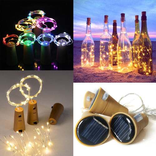 8-20 LED Solar Wine Bottle Cork Shaped String Fairy Lights Night Lamps Xmas NEW 