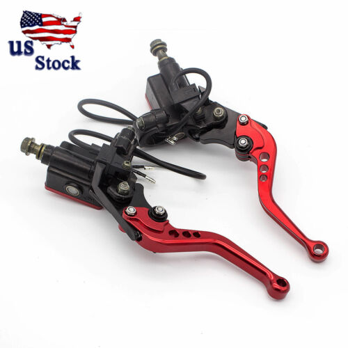 US Stock Red Motorcycle Master Cylinder Reservoir Hydraulic Brake Clutch Levers
