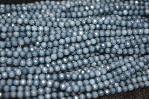 dark Aquamarine Faceted Gems Round Loose Beads 15/"  New Natural 4mm