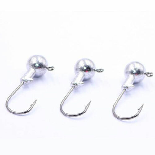 Lot 50 Round Lead Jig Heads Fishing Hooks Crappie 1/32 3/32 1/8oz Unpainted 