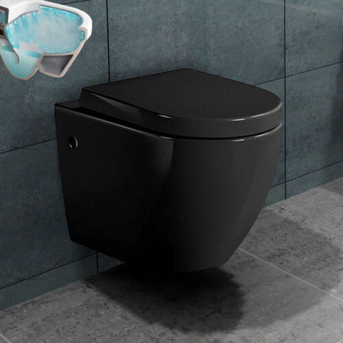 Lux-aqua Keramik Wand Hänge spülrandloses WC Toilette mit SoftClose WC Sitz 