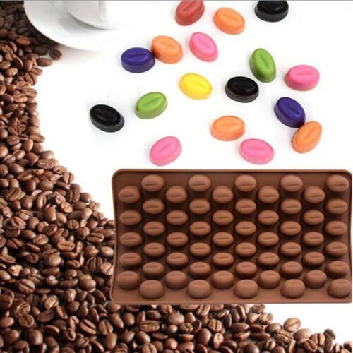 55 Mini Coffee Bean Silicone Mould Cakes Chocolate Jelly Candy Soap Baking LA