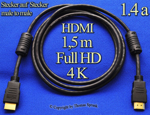 1,5m HDMI 2.0 HighQuality Kabel FullHD 1,5 m vergoldet 1080p 720p 4k 2160P 1.4