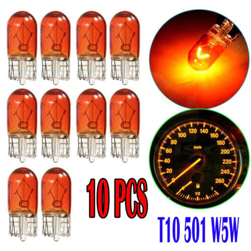 10x Hot W5W T10 501 194 Side Marker Light Amber Glass Bulb Car Halogen Bulbs 12V 