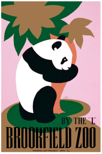 Vintage style quality art print POSTER.Panda Brookfield Zoo.Room Art Decor.715i 