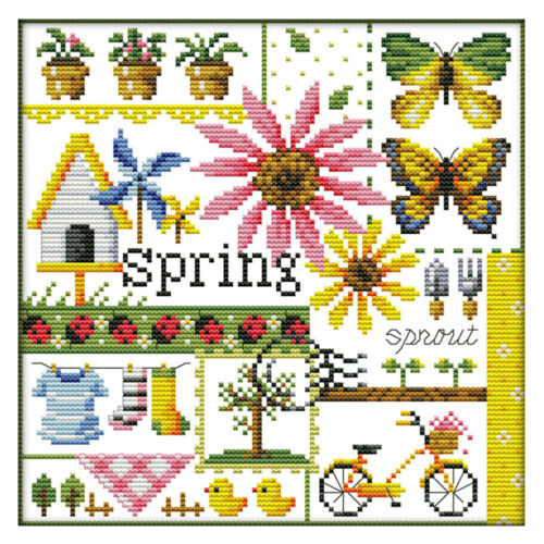 14CT Stamped Cross Stitch Kits DIY Four Seasons Printed Needlework Home Decor