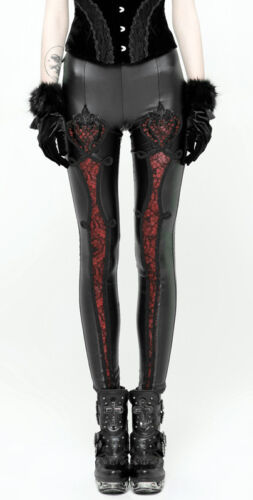 Gothic Lolita Burlesk Hose Leggings Dessous Leder Spitze Stickerei PunkRave SR 