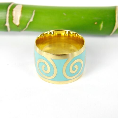 Moderner goldener Edelstahl Ring mit farbigem Dekor in verschiedenen Größen 