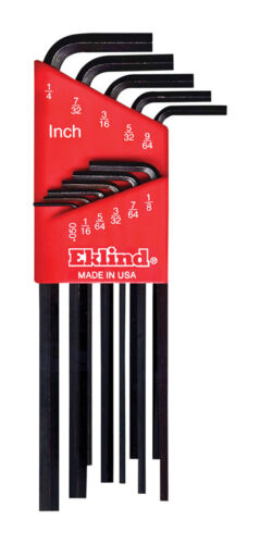 Eklind Tool  .050&#034; to 1/4&#034;  SAE  Long Arm  Hex L-Key Set  Multi-Size in. 11 pc.