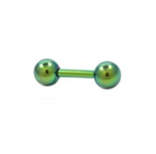 Barbell Cartilage Eyebrow Titanium IP Green 16 Gauge 1/4" 5mm Balls Body Jewelry 